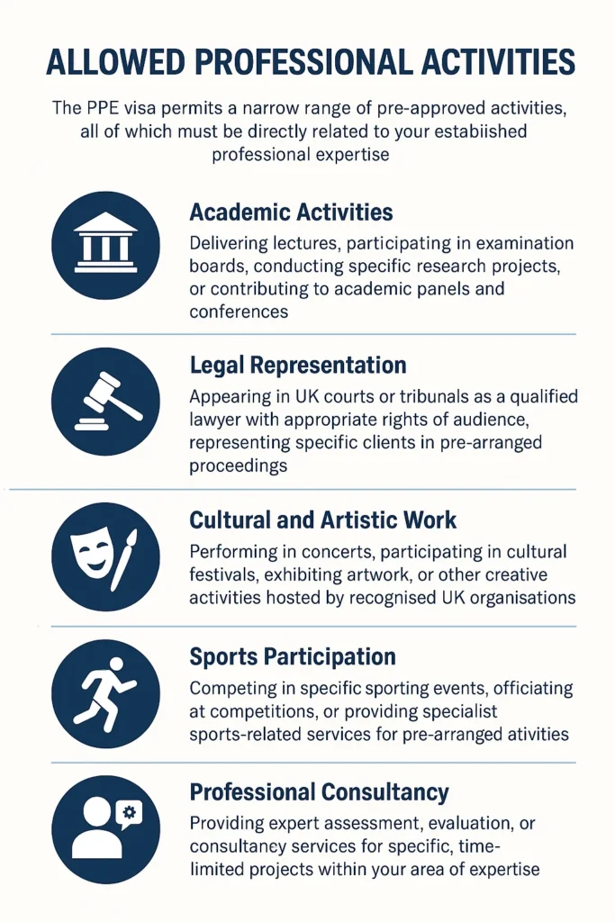 Infographics of UK Permitted Paid Engagement Visa Guide 2025